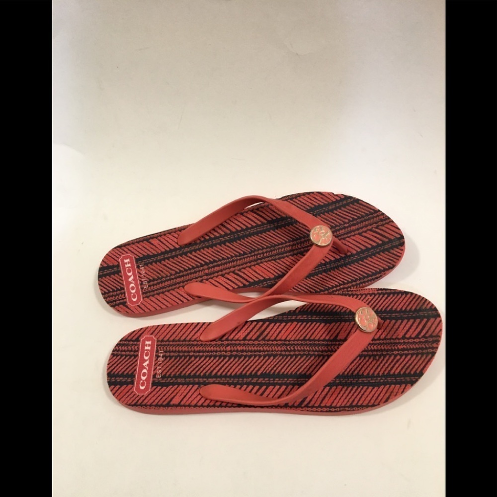 Coach Women's Flip-Flops (Coral) Size 11/12 - Picture 4 of 9